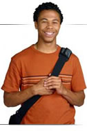 Student with backpack